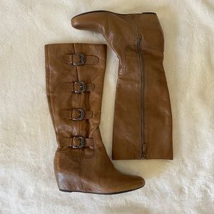 Franco Sarto Leather Boots Taupe Size 10